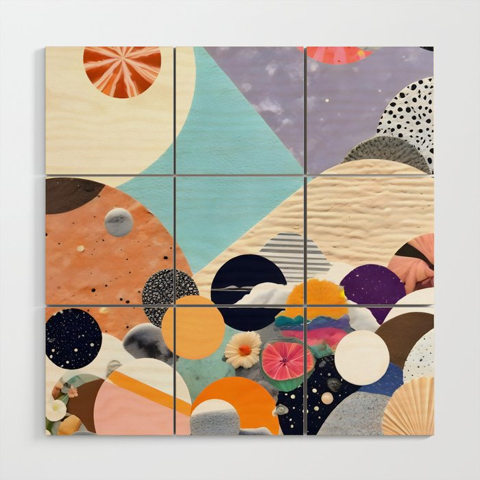 A Fantastic Journey, Graphic Collage Eclectic, Cutout Pop Art Contemporary, Snow Mountain Winter Textures Patterns, Geometric Digital Wood Wall Art