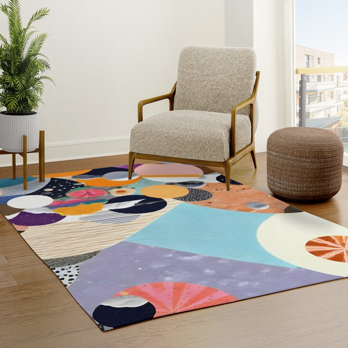 A Fantastic Journey, Graphic Collage Eclectic, Cutout Pop Art Contemporary, Snow Mountain Winter Textures Patterns, Geometric Digital Rug