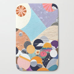 A Fantastic Journey, Graphic Collage Eclectic, Cutout Pop Art Contemporary, Snow Mountain Winter Textures Patterns, Geometric Digital Bath Mat