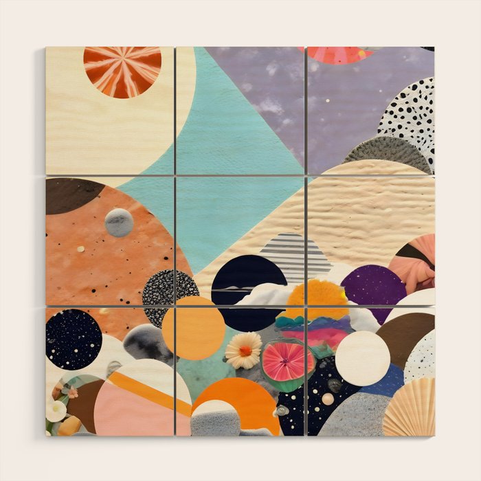 A Fantastic Journey, Graphic Collage Eclectic, Cutout Pop Art Contemporary, Snow Mountain Winter Textures Patterns, Geometric Digital Wood Wall Art