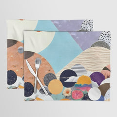 A Fantastic Journey, Graphic Collage Eclectic, Cutout Pop Art Contemporary, Snow Mountain Winter Textures Patterns, Geometric Digital Placemat