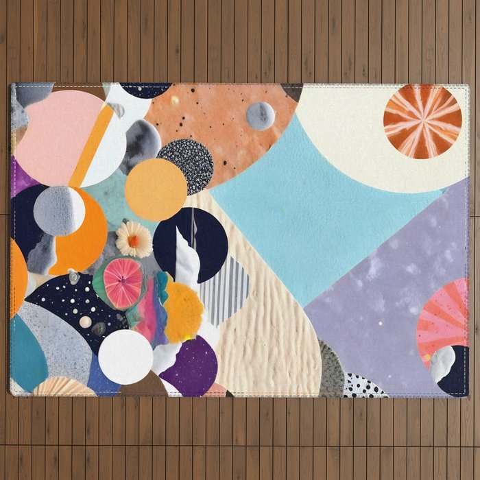 A Fantastic Journey, Graphic Collage Eclectic, Cutout Pop Art Contemporary, Snow Mountain Winter Textures Patterns, Geometric Digital Outdoor Rug