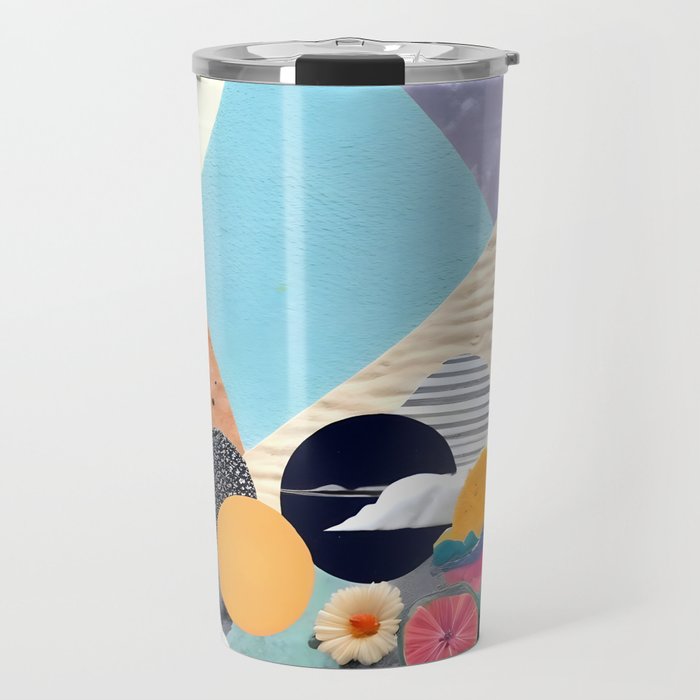 A Fantastic Journey, Graphic Collage Eclectic, Cutout Pop Art Contemporary, Snow Mountain Winter Textures Patterns, Geometric Digital Travel Mug
