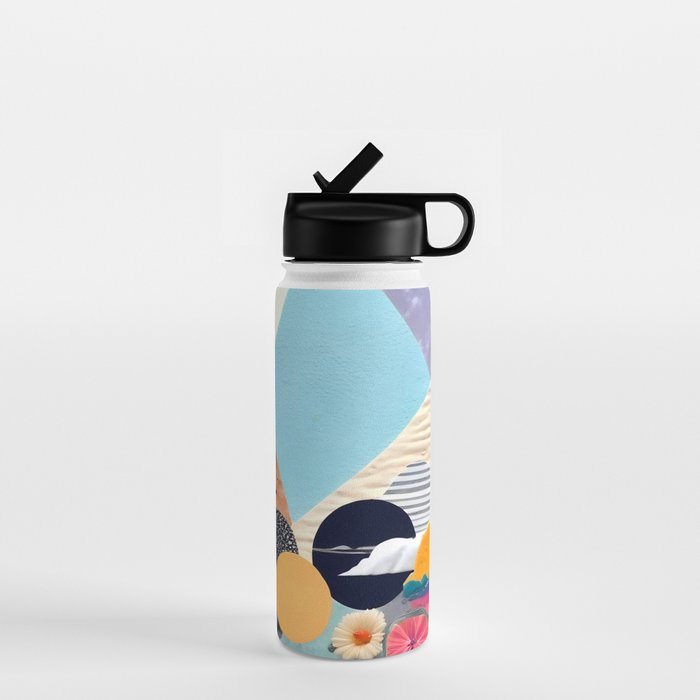 A Fantastic Journey, Graphic Collage Eclectic, Cutout Pop Art Contemporary, Snow Mountain Winter Textures Patterns, Geometric Digital Water Bottle