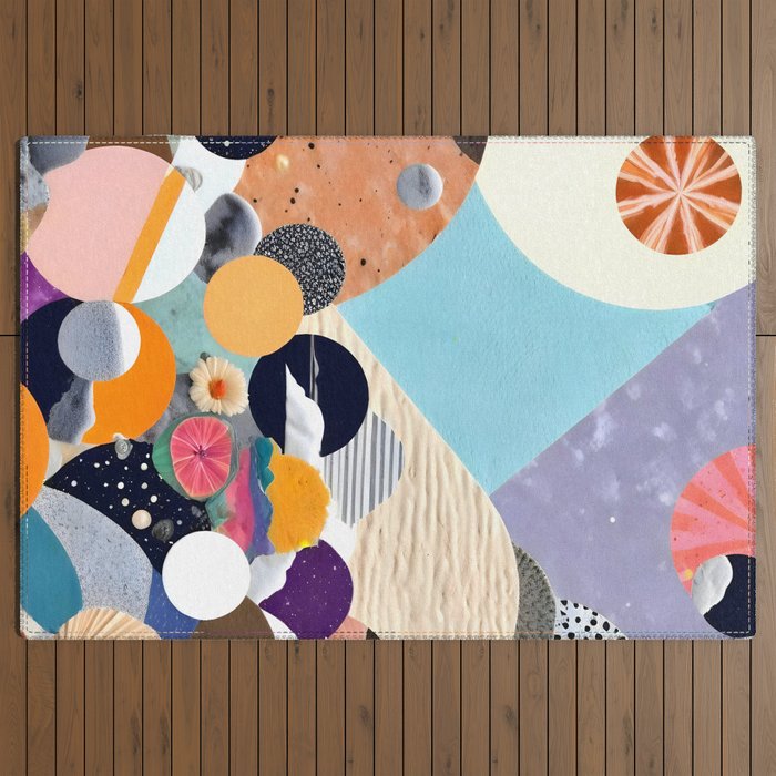A Fantastic Journey, Graphic Collage Eclectic, Cutout Pop Art Contemporary, Snow Mountain Winter Textures Patterns, Geometric Digital Outdoor Rug