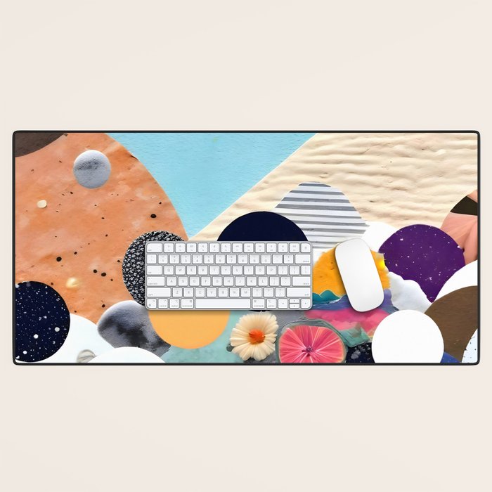 A Fantastic Journey, Graphic Collage Eclectic, Cutout Pop Art Contemporary, Snow Mountain Winter Textures Patterns, Geometric Digital Desk Mat
