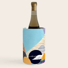 A Fantastic Journey, Graphic Collage Eclectic, Cutout Pop Art Contemporary, Snow Mountain Winter Textures Patterns, Geometric Digital Wine Chiller