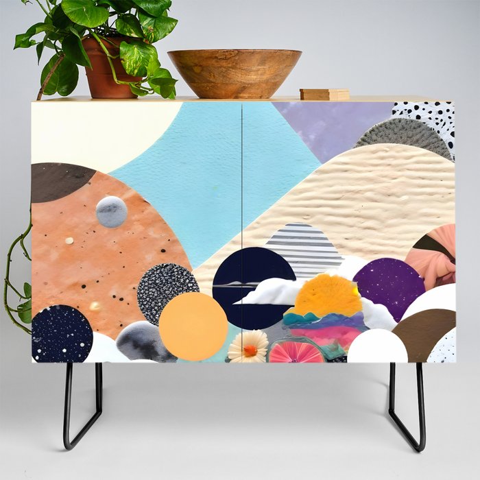 A Fantastic Journey, Graphic Collage Eclectic, Cutout Pop Art Contemporary, Snow Mountain Winter Textures Patterns, Geometric Digital Credenza