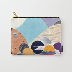 A Fantastic Journey, Graphic Collage Eclectic, Cutout Pop Art Contemporary, Snow Mountain Winter Textures Patterns, Geometric Digital Carry All Pouch