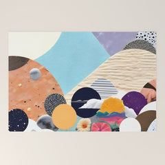 A Fantastic Journey, Graphic Collage Eclectic, Cutout Pop Art Contemporary, Snow Mountain Winter Textures Patterns, Geometric Digital Welcome Mat