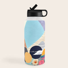 A Fantastic Journey, Graphic Collage Eclectic, Cutout Pop Art Contemporary, Snow Mountain Winter Textures Patterns, Geometric Digital Water Bottle