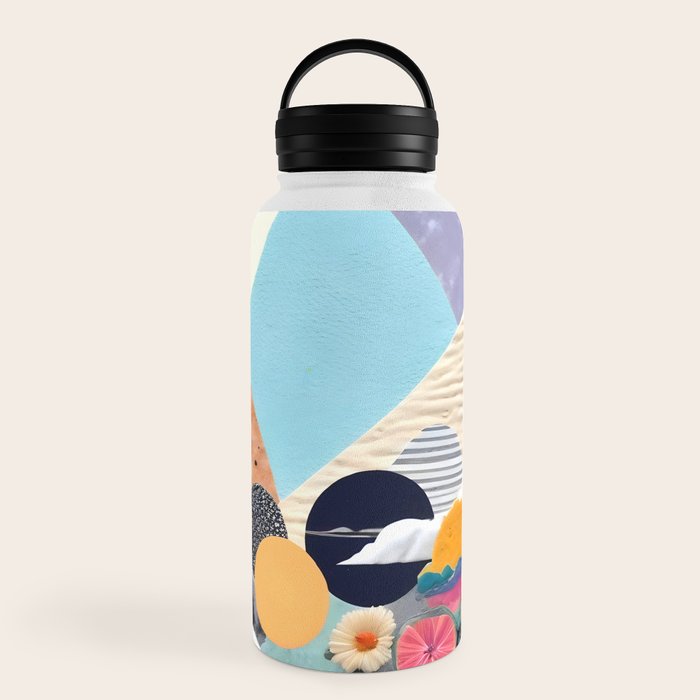 A Fantastic Journey, Graphic Collage Eclectic, Cutout Pop Art Contemporary, Snow Mountain Winter Textures Patterns, Geometric Digital Water Bottle