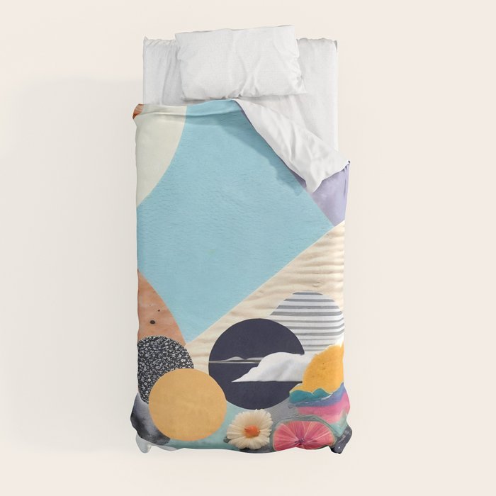 A Fantastic Journey, Graphic Collage Eclectic, Cutout Pop Art Contemporary, Snow Mountain Winter Textures Patterns, Geometric Digital Duvet Cover