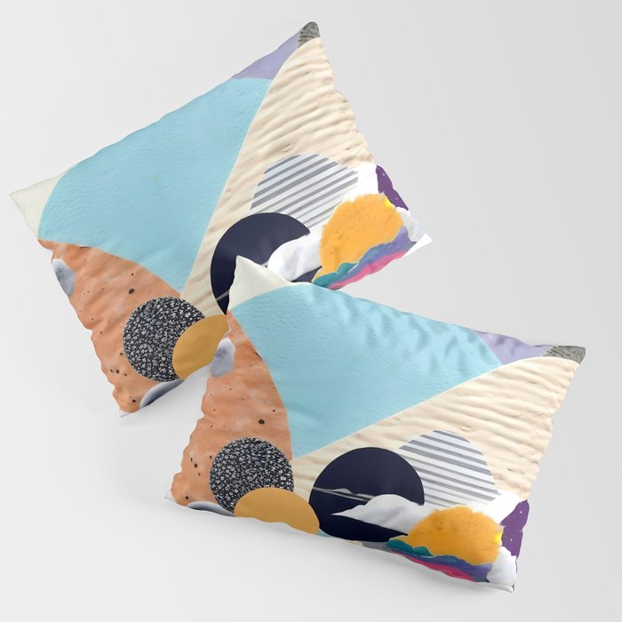 A Fantastic Journey, Graphic Collage Eclectic, Cutout Pop Art Contemporary, Snow Mountain Winter Textures Patterns, Geometric Digital Pillow Sham