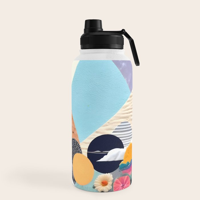 A Fantastic Journey, Graphic Collage Eclectic, Cutout Pop Art Contemporary, Snow Mountain Winter Textures Patterns, Geometric Digital Water Bottle