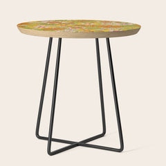 1960s, 1970s Retro Floral in Green, Pink & Orange - Flower Power Side Table