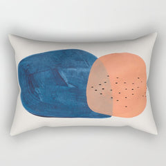 Twins' Minimalist Modern Mid Century Colorful Navy Blue Tan Shapes by Ejaaz Haniff Rectangular Pillow