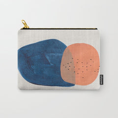 Twins' Minimalist Modern Mid Century Colorful Navy Blue Tan Shapes by Ejaaz Haniff Carry All Pouch