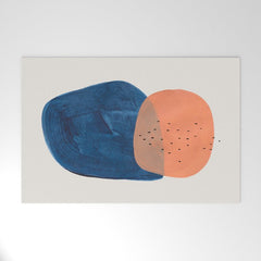 Twins' Minimalist Modern Mid Century Colorful Navy Blue Tan Shapes by Ejaaz Haniff Welcome Mat