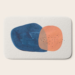 Twins' Minimalist Modern Mid Century Colorful Navy Blue Tan Shapes by Ejaaz Haniff Bath Mat