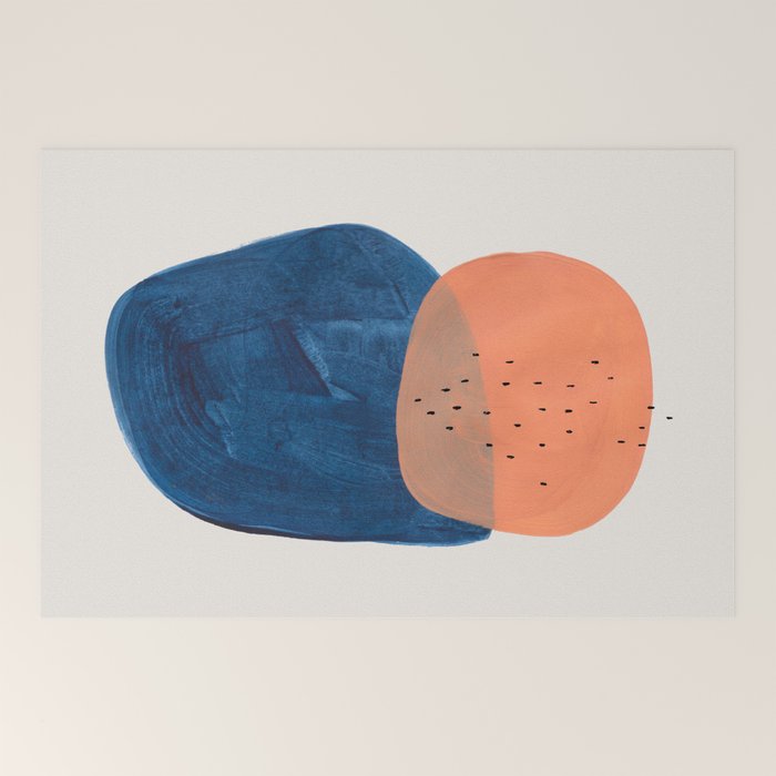 Twins' Minimalist Modern Mid Century Colorful Navy Blue Tan Shapes by Ejaaz Haniff Welcome Mat