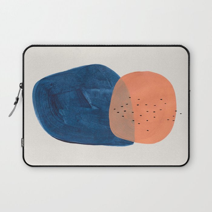 Twins' Minimalist Modern Mid Century Colorful Navy Blue Tan Shapes by Ejaaz Haniff Laptop Sleeve