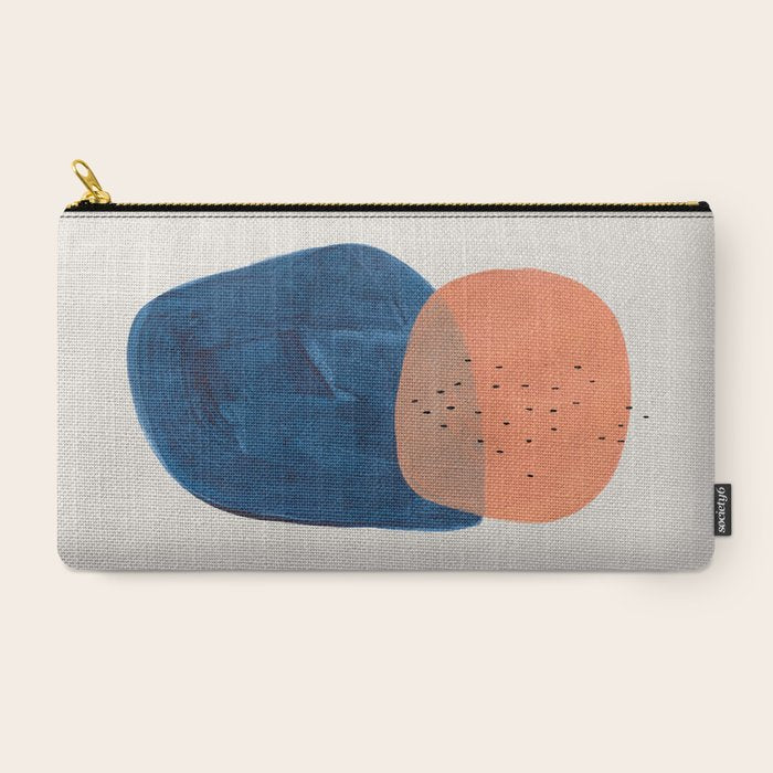 Twins' Minimalist Modern Mid Century Colorful Navy Blue Tan Shapes by Ejaaz Haniff Carry All Pouch