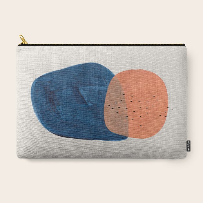 Twins' Minimalist Modern Mid Century Colorful Navy Blue Tan Shapes by Ejaaz Haniff Carry All Pouch