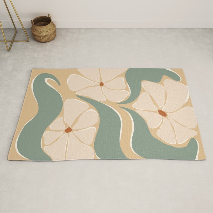 70s big flower botanical land 2 Rug
