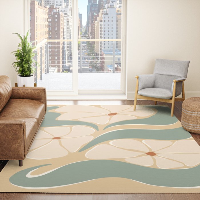 70s big flower botanical land 2 Rug