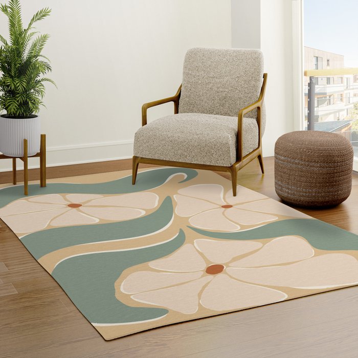 70s big flower botanical land 2 Rug