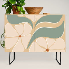 70s big flower botanical land 2 Credenza