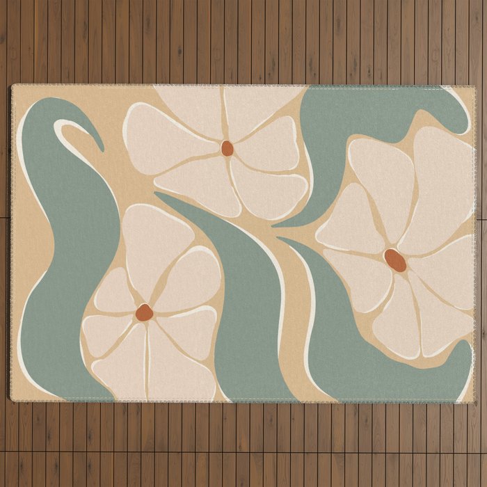70s big flower botanical land 2 Outdoor Rug