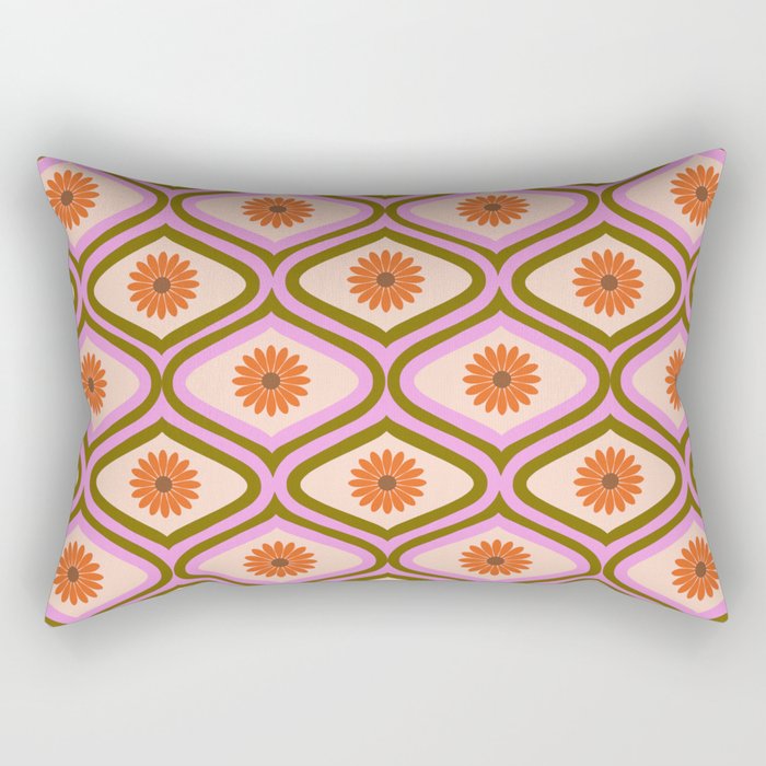 70s Disco Daisy Flower Pattern Rectangular Pillow