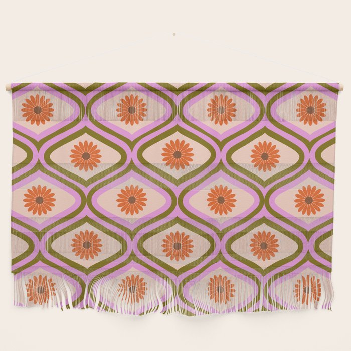 70s Disco Daisy Flower Pattern Wall Hanging