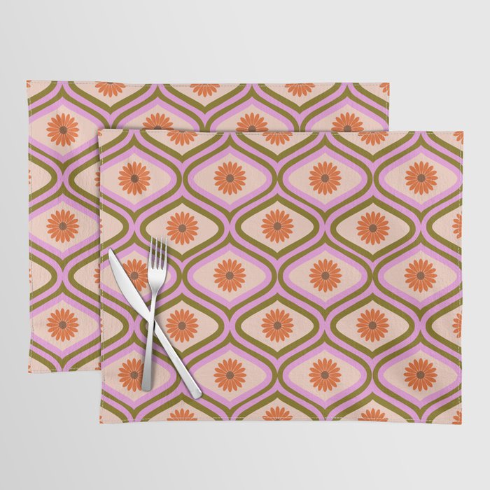 70s Disco Daisy Flower Pattern Placemat