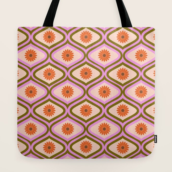 70s Disco Daisy Flower Pattern Tote Bag