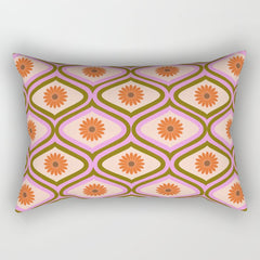 70s Disco Daisy Flower Pattern Rectangular Pillow