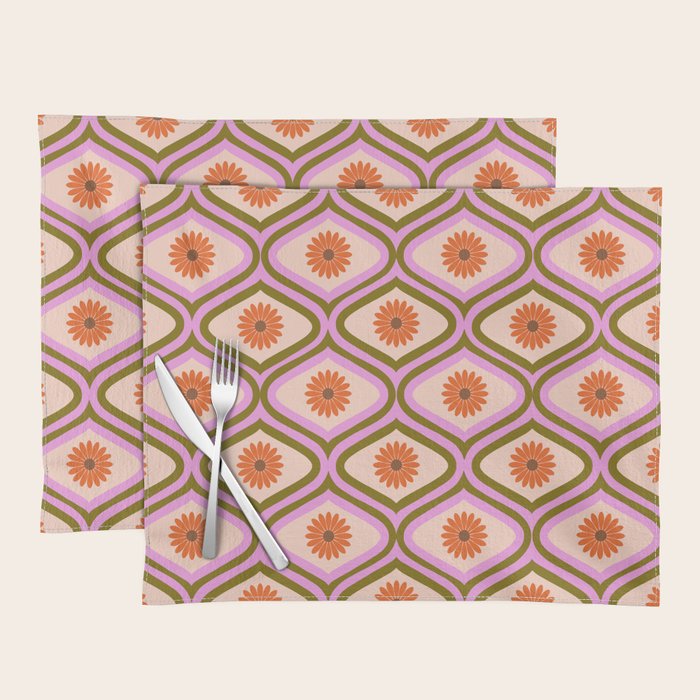 70s Disco Daisy Flower Pattern Placemat