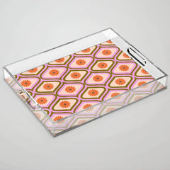 70s Disco Daisy Flower Pattern Acrylic Tray
