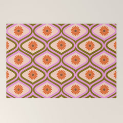 70s Disco Daisy Flower Pattern Welcome Mat