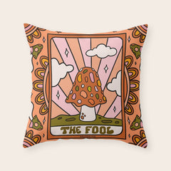 0. The Fool Mushroom Throw Pillow