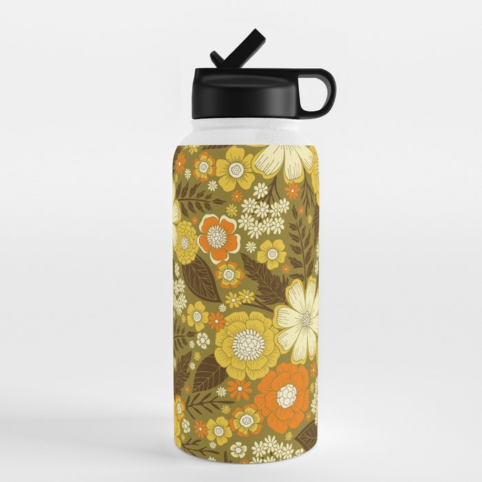 1970s Retro/Vintage Floral Pattern Water Bottle