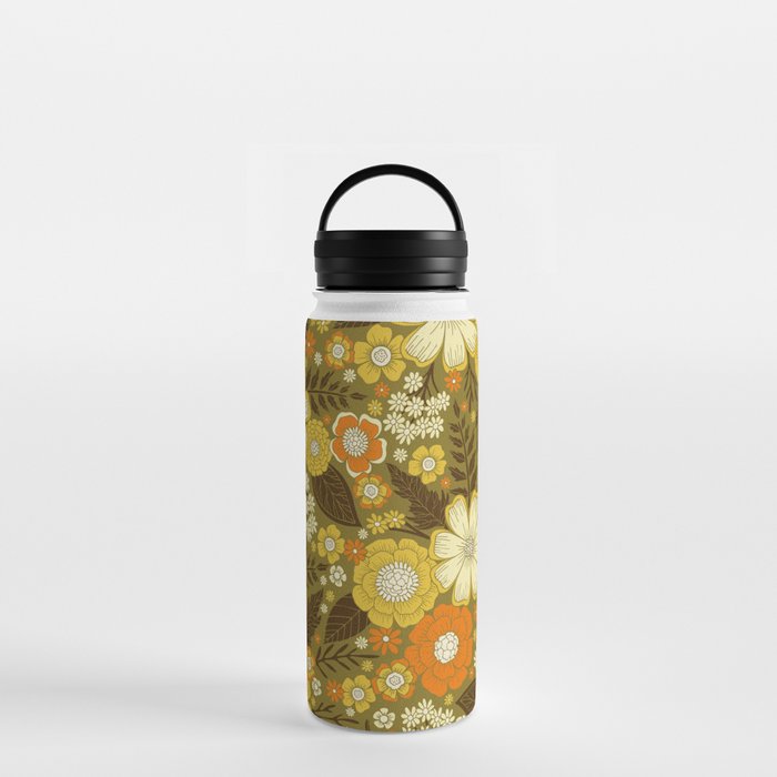 1970s Retro/Vintage Floral Pattern Water Bottle