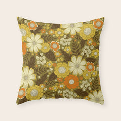 1970s Retro/Vintage Floral Pattern Throw Pillow