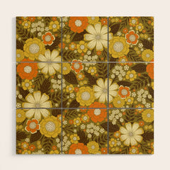 1970s Retro/Vintage Floral Pattern Wood Wall Art