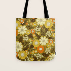 1970s Retro/Vintage Floral Pattern Tote Bag