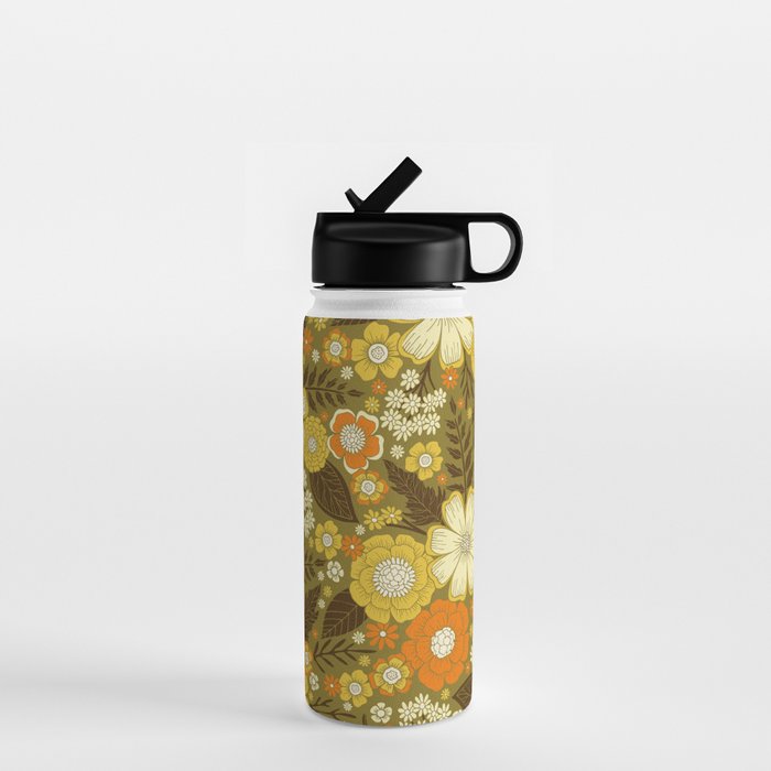 1970s Retro/Vintage Floral Pattern Water Bottle