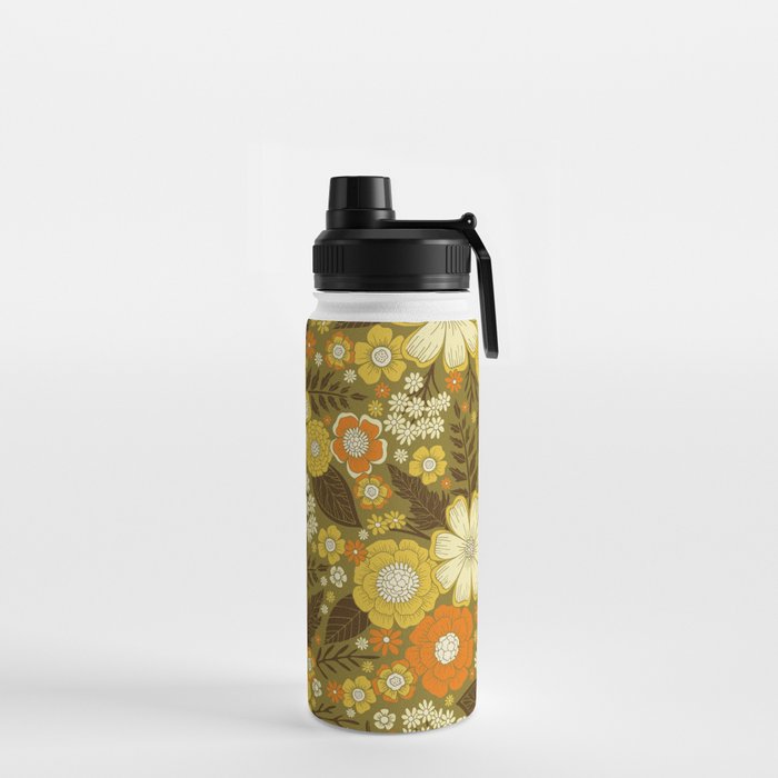 1970s Retro/Vintage Floral Pattern Water Bottle