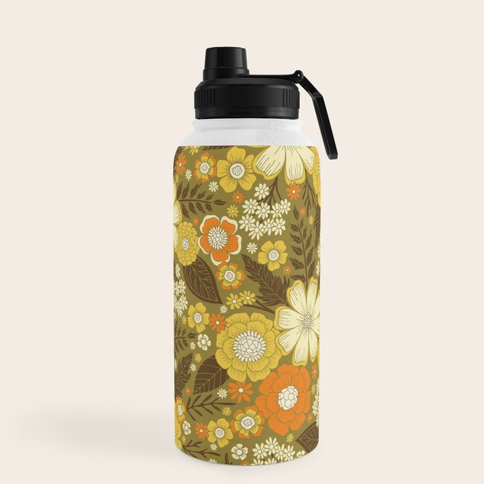 1970s Retro/Vintage Floral Pattern Water Bottle